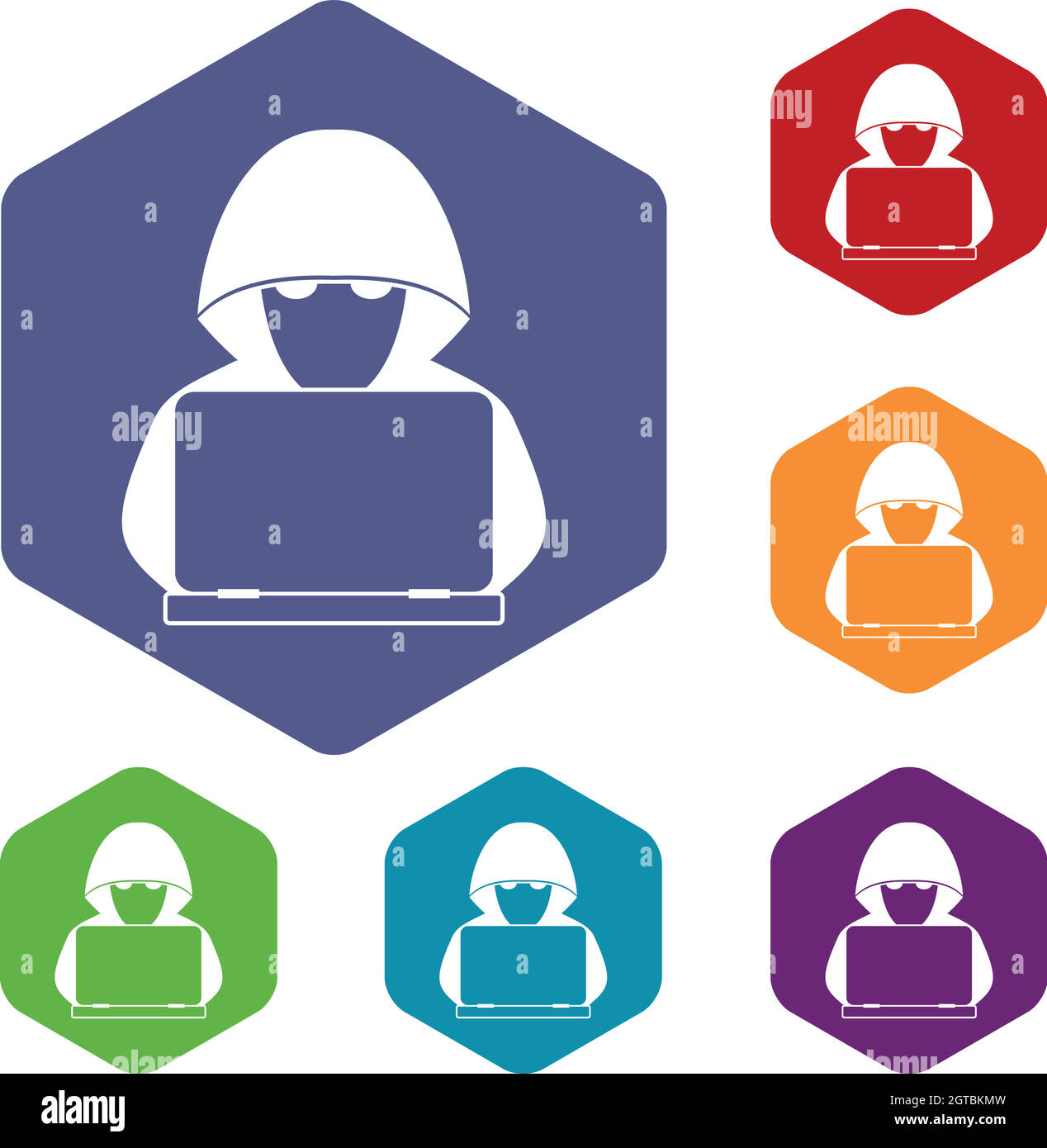 Computer hacker with laptop icons set Stock Vector Image & Art - Alamy