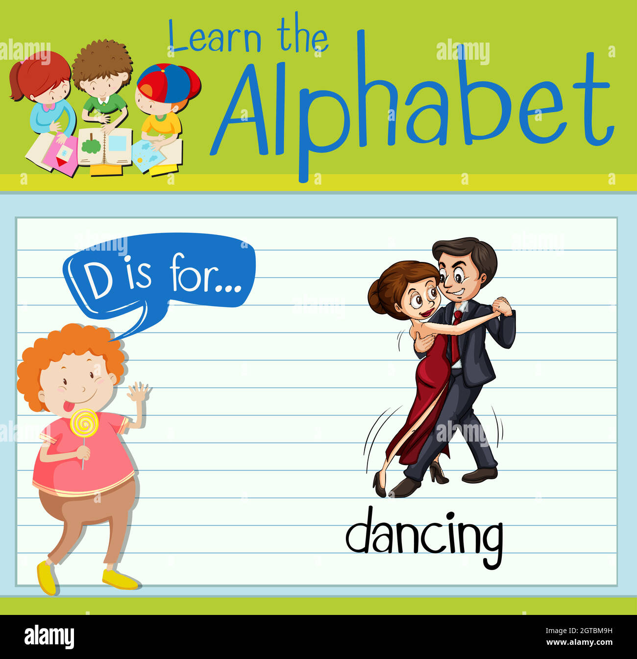 Flashcard letter D is for dancing Stock Vector