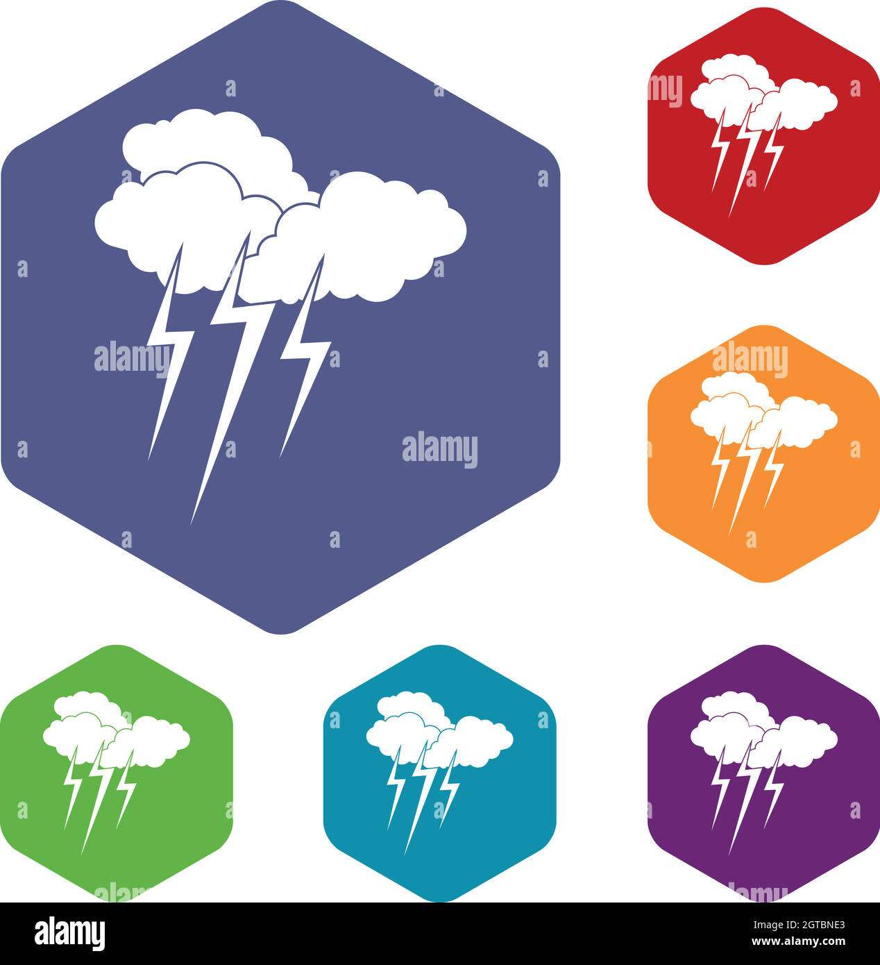 Cloud with lightnings icons set Stock Vector Image & Art - Alamy