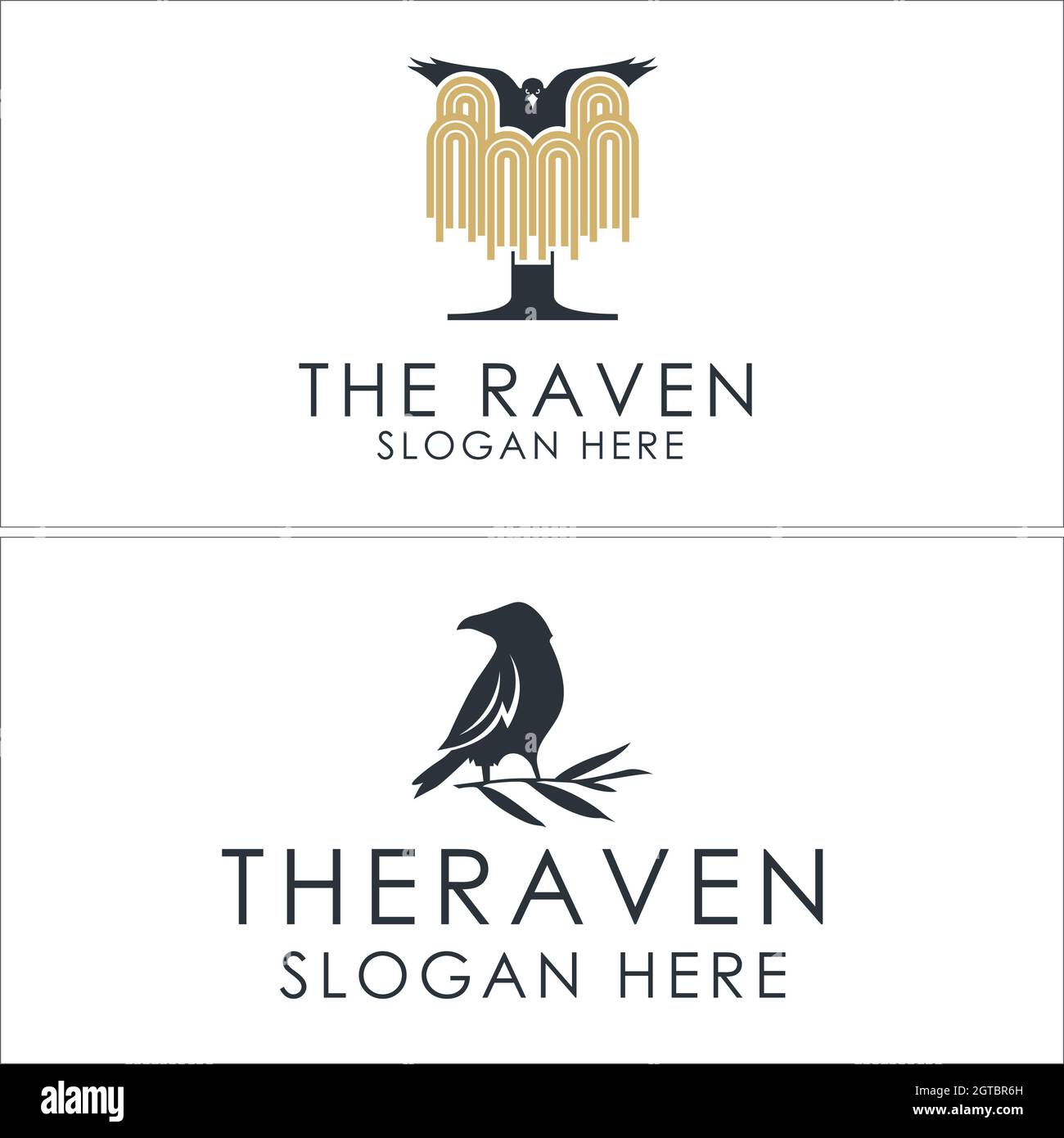 Fashion clothing brand black raven logo design Stock Vector
