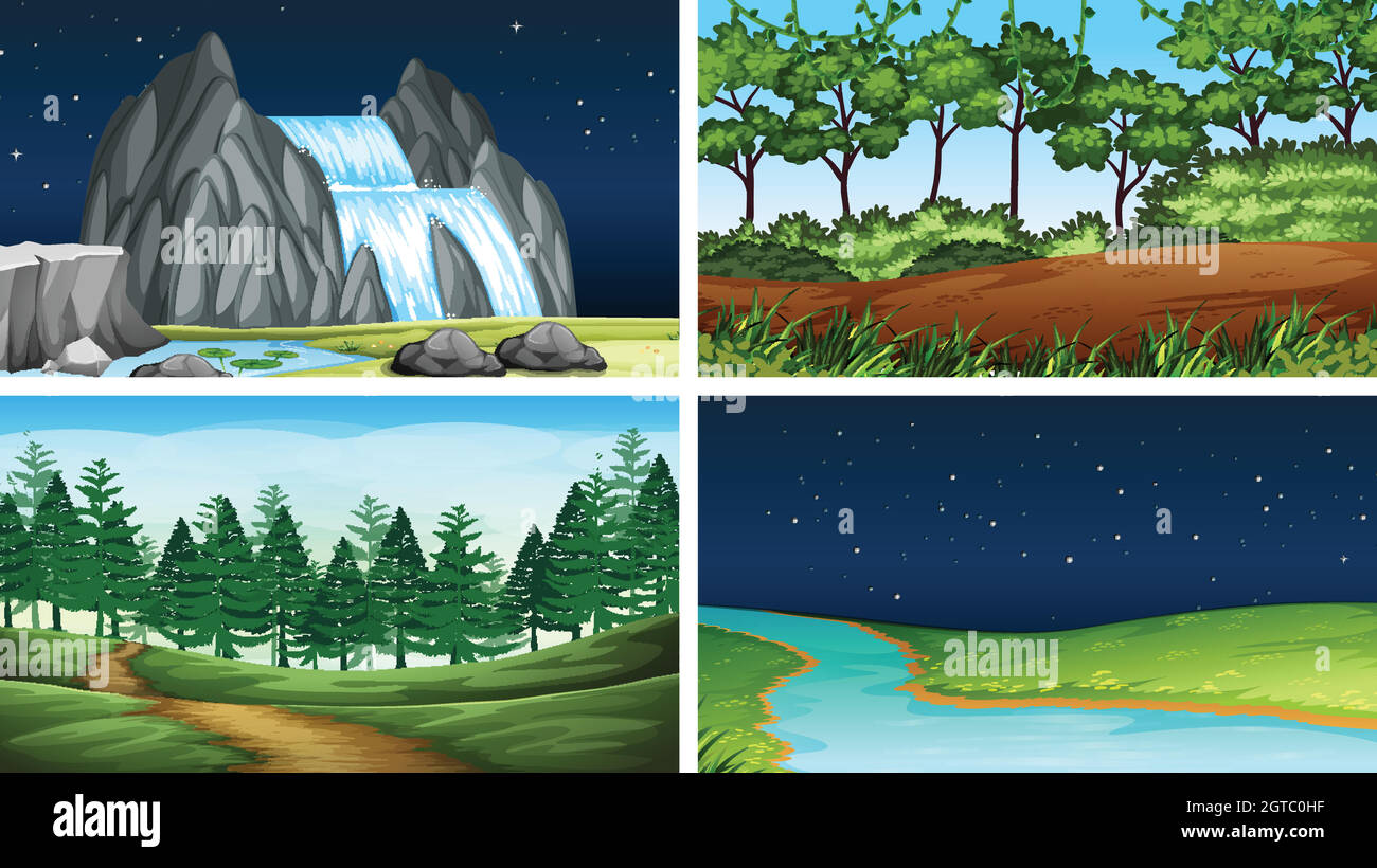 Set of nature landscape Stock Vector Image & Art - Alamy