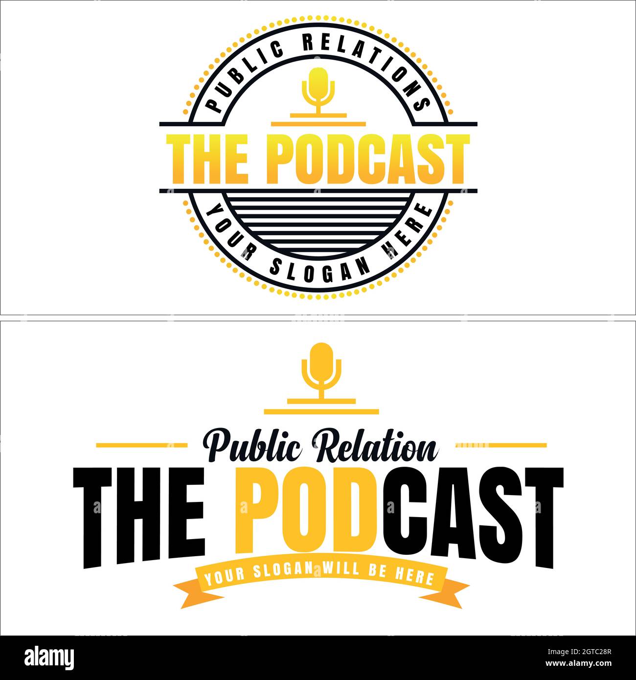 Set of podcast microphone logo design Stock Vector