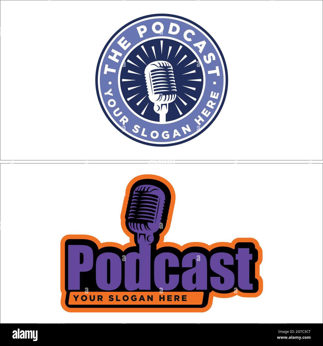 Set of podcast entertainment logo design Stock Vector