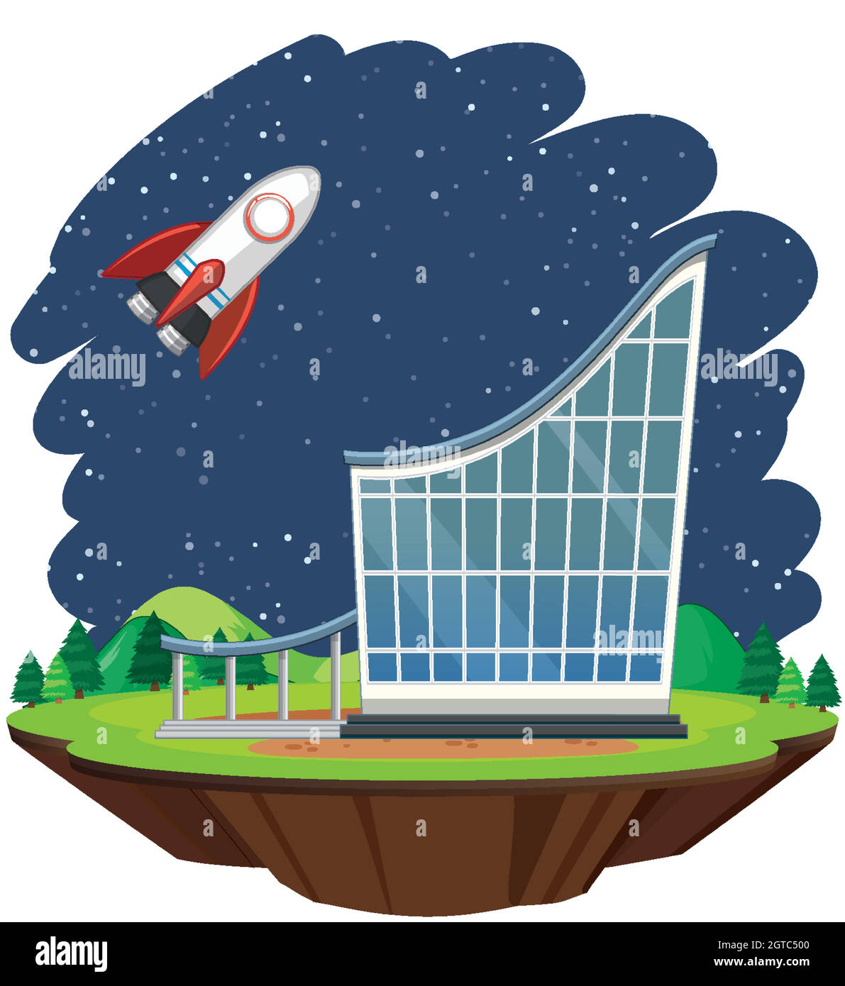 Scene with spaceship flying in the sky Stock Vector Image & Art - Alamy