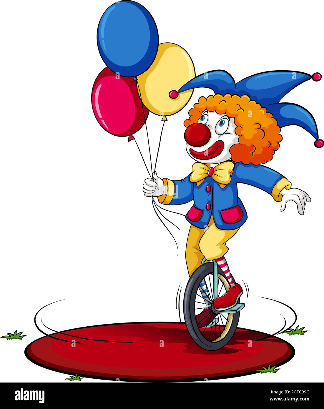 A clown running around in circle Stock Vector