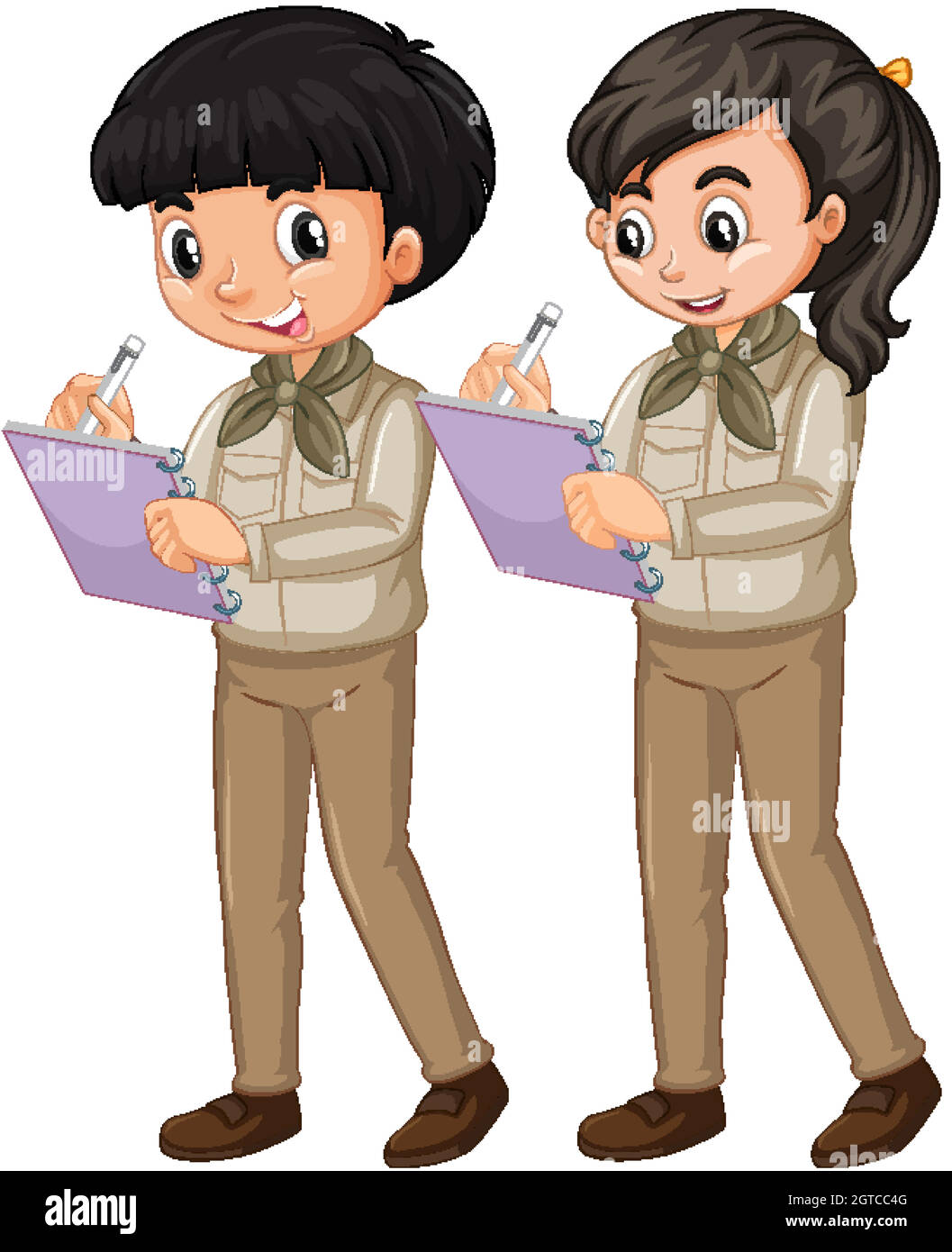 Boy and girl in scout uniform on white background Stock Vector Image ...