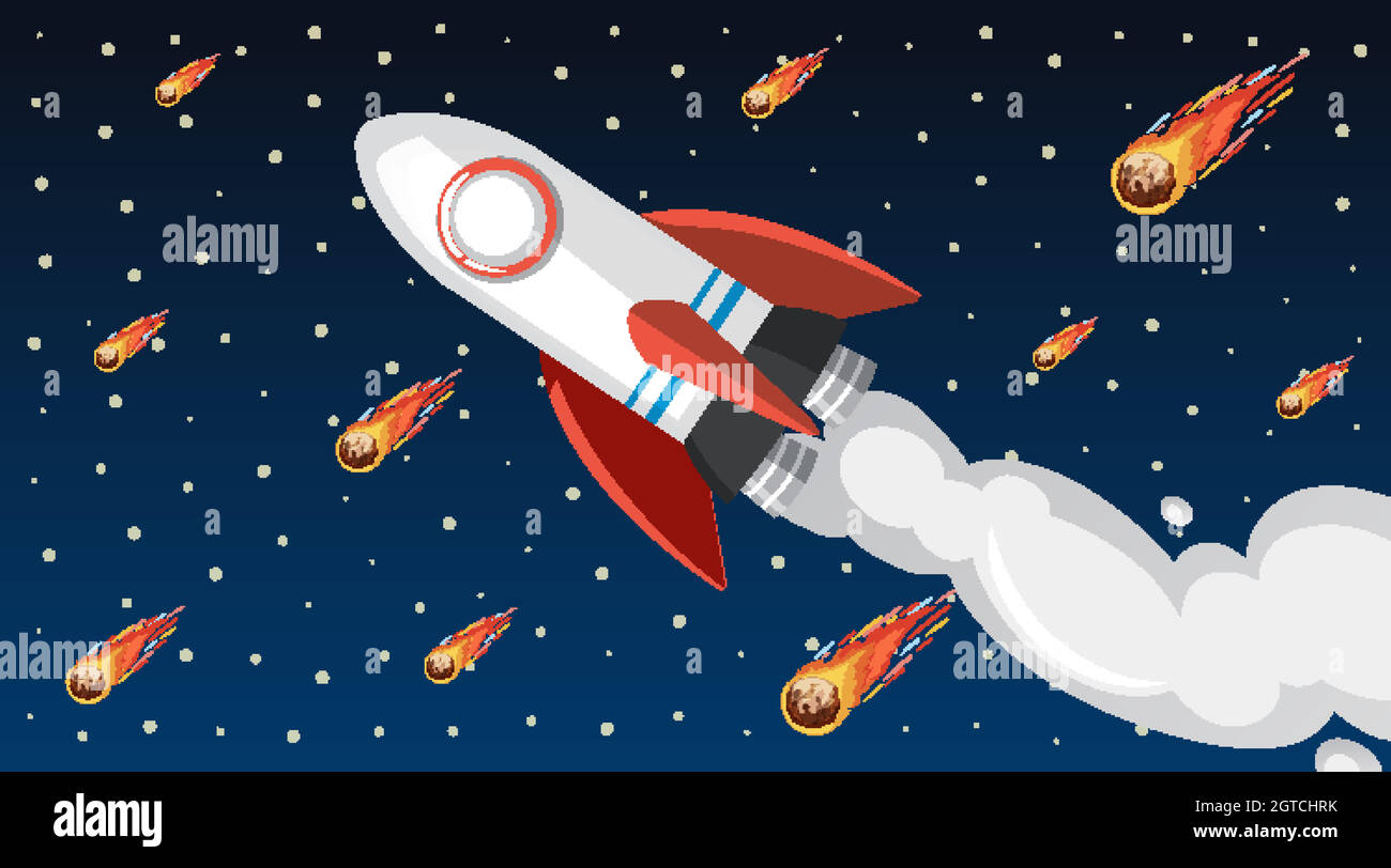 Background design with spaceship flying in the sky Stock Vector Image ...