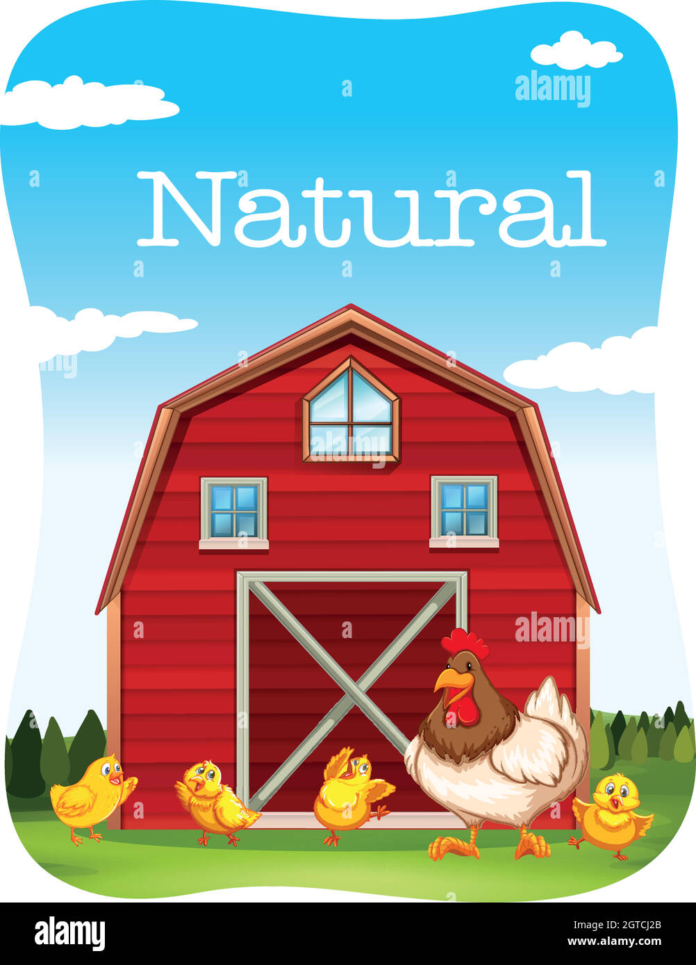 Chicken and red barn Stock Vector Image & Art Alamy