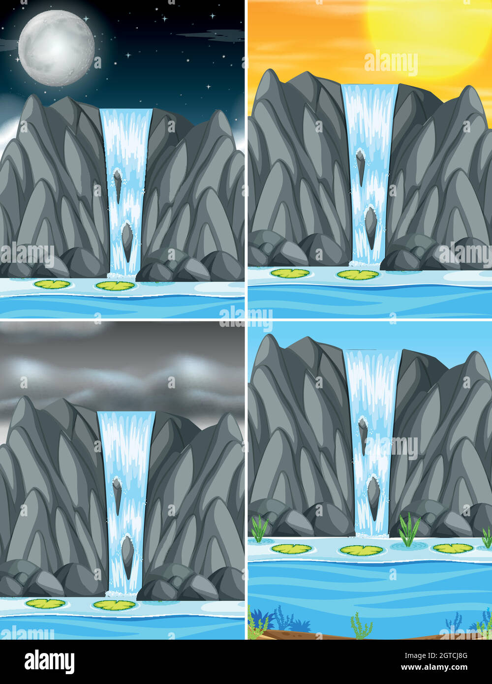 Waterfall Climate Set of waterfall in different weather Stock Vector Image & Art - Alamy
