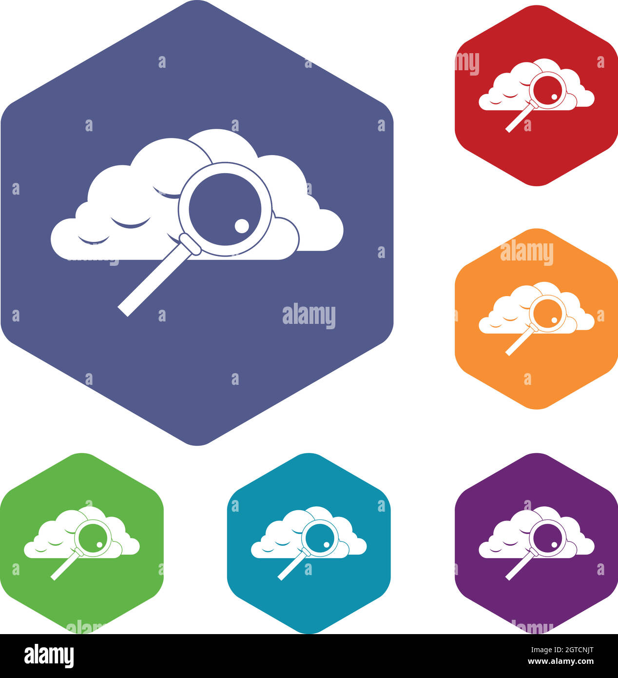 Cloud with magnifying glass icons set Stock Vector Image & Art - Alamy