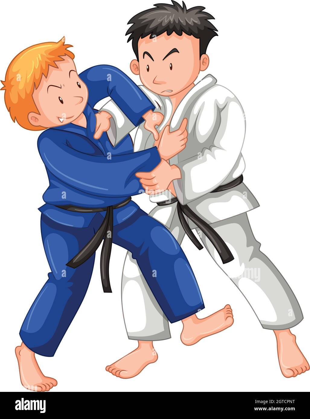 Two boys fighting judo wrestling on sport competition Stock Vector