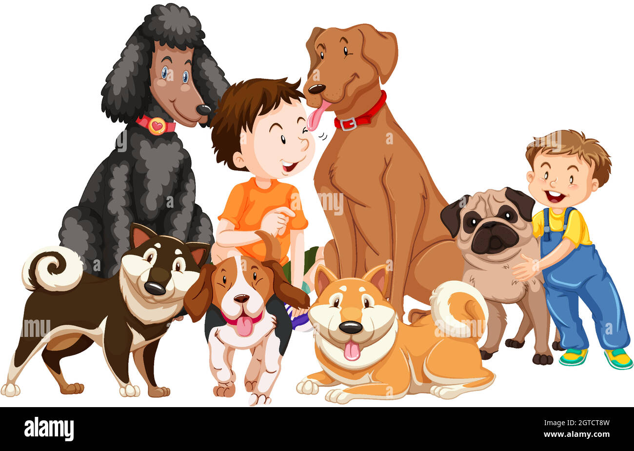 Children with animals on isolated background Stock Vector Image & Art ...