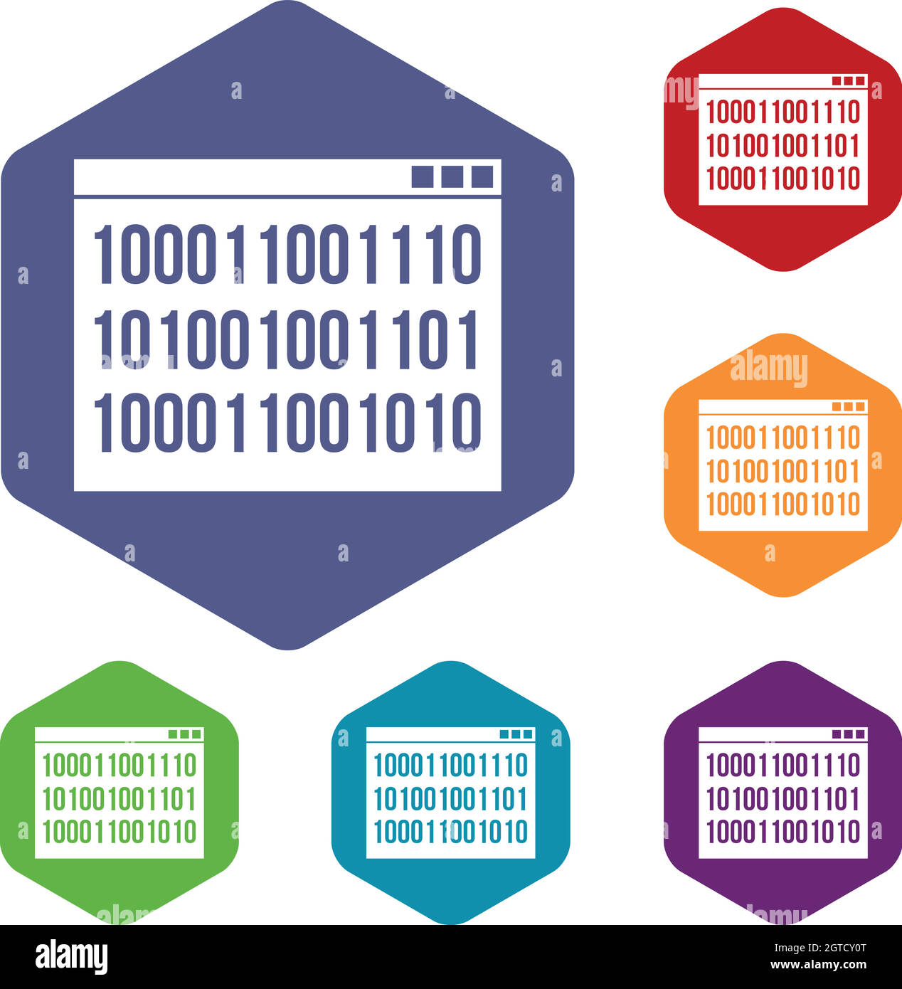Binary code icons set Stock Vector Image & Art - Alamy