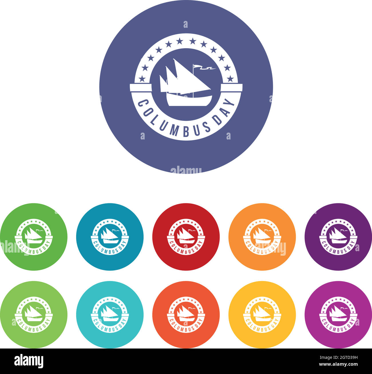 Columbus Day set icons Stock Vector