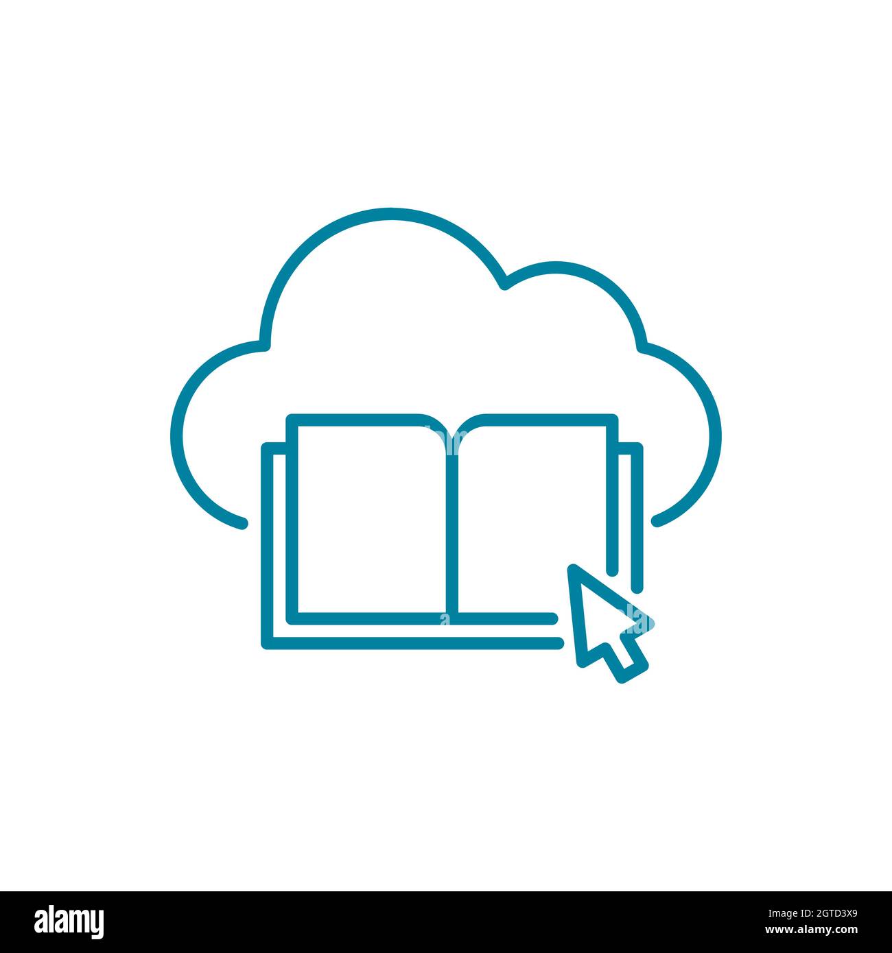 Cloud e-book line icon. Instruction manual download. E-learning technology. Online library access concept. Electronic books store. Vector illustration Stock Vector