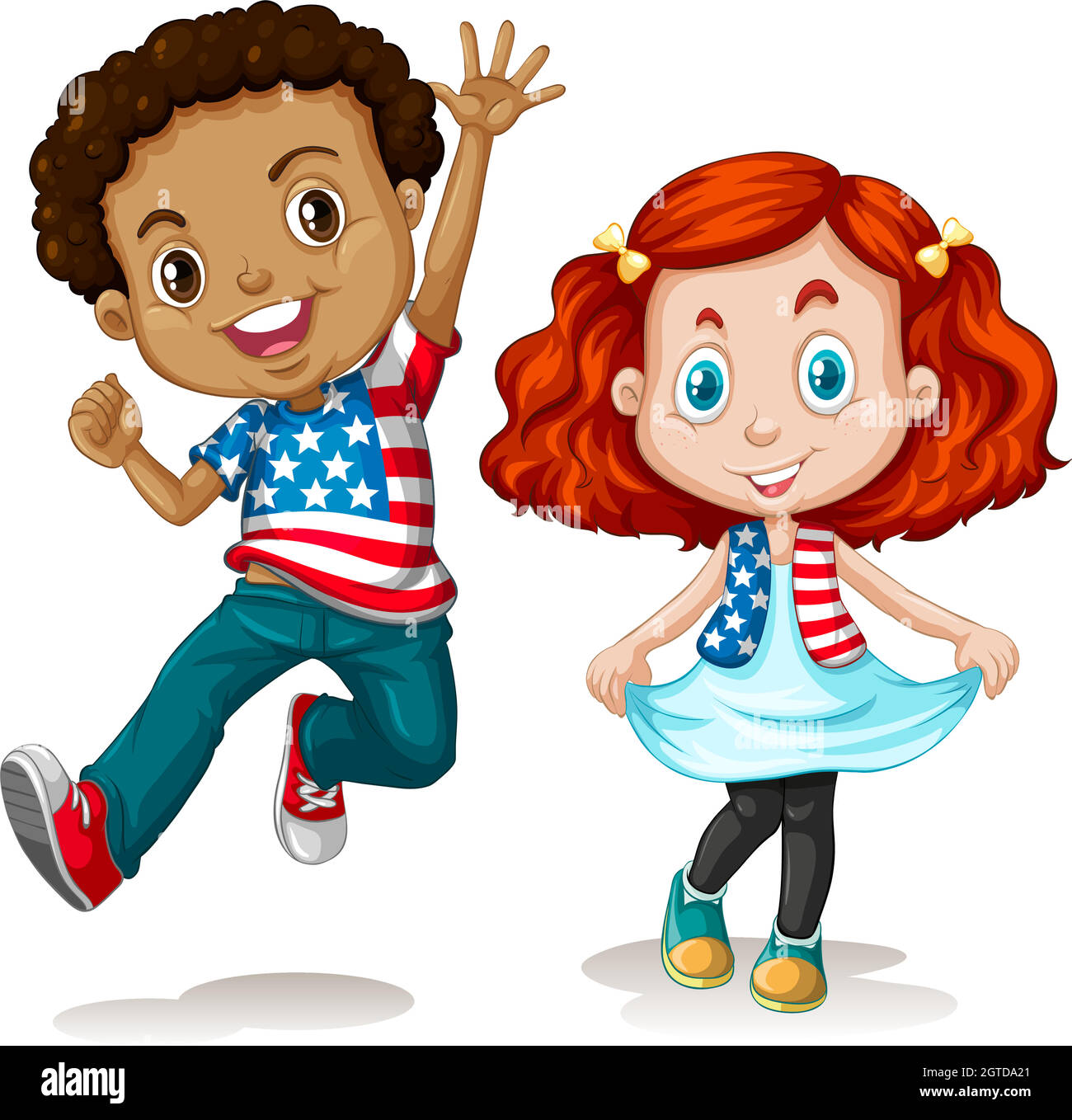 American boy and girl greeting Stock Vector Image & Art - Alamy