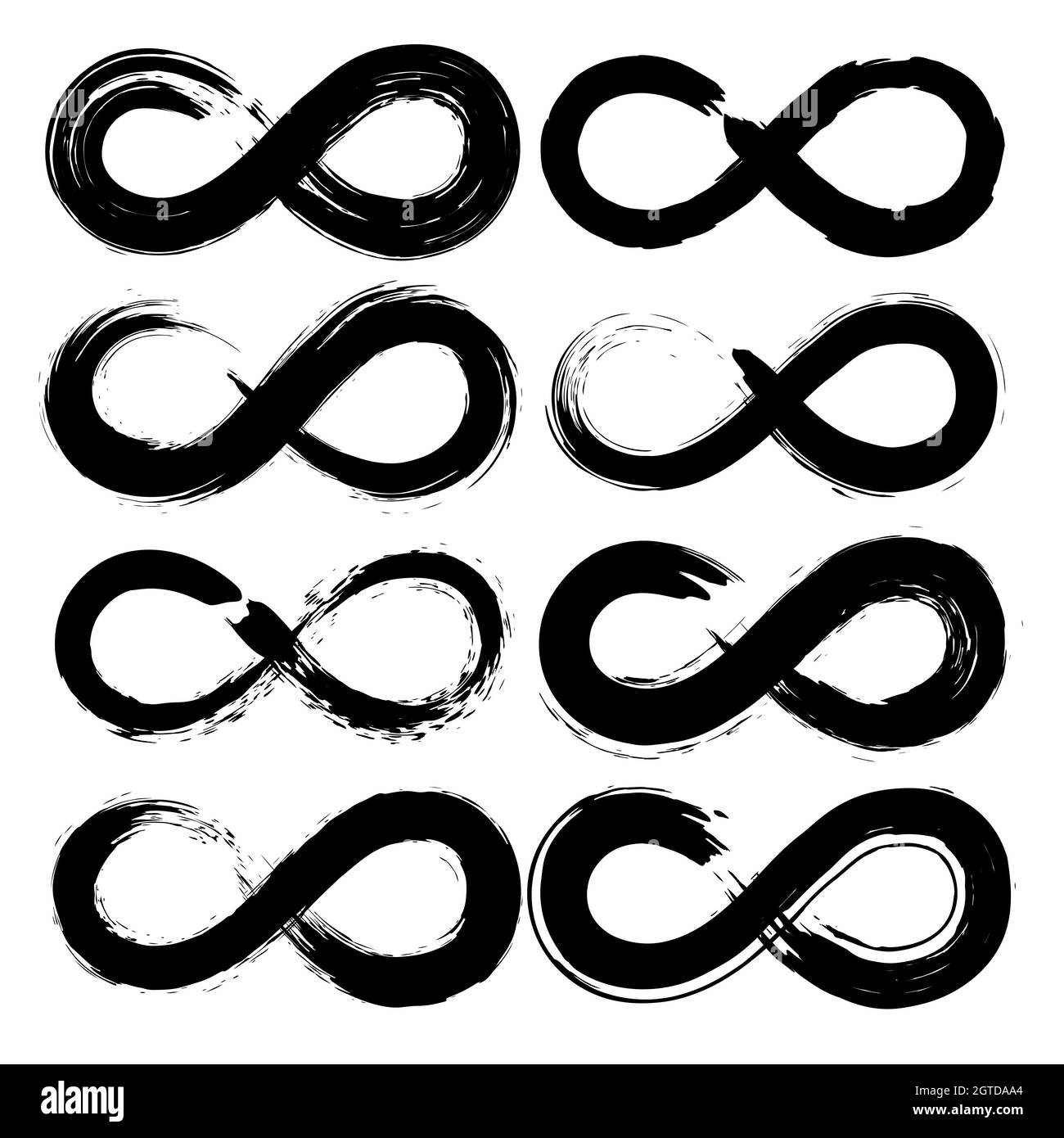 Set of hand drawn infinity grunge symbols. Paint brush. Vector ...