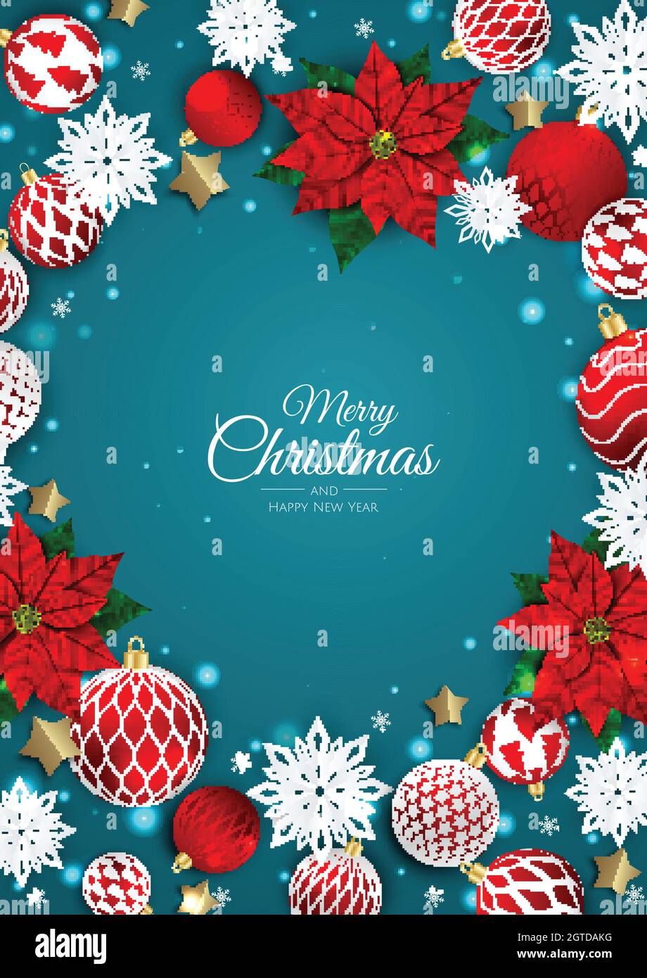 Merry Christmas and Happy New Year. Xmas background with realistic red ...