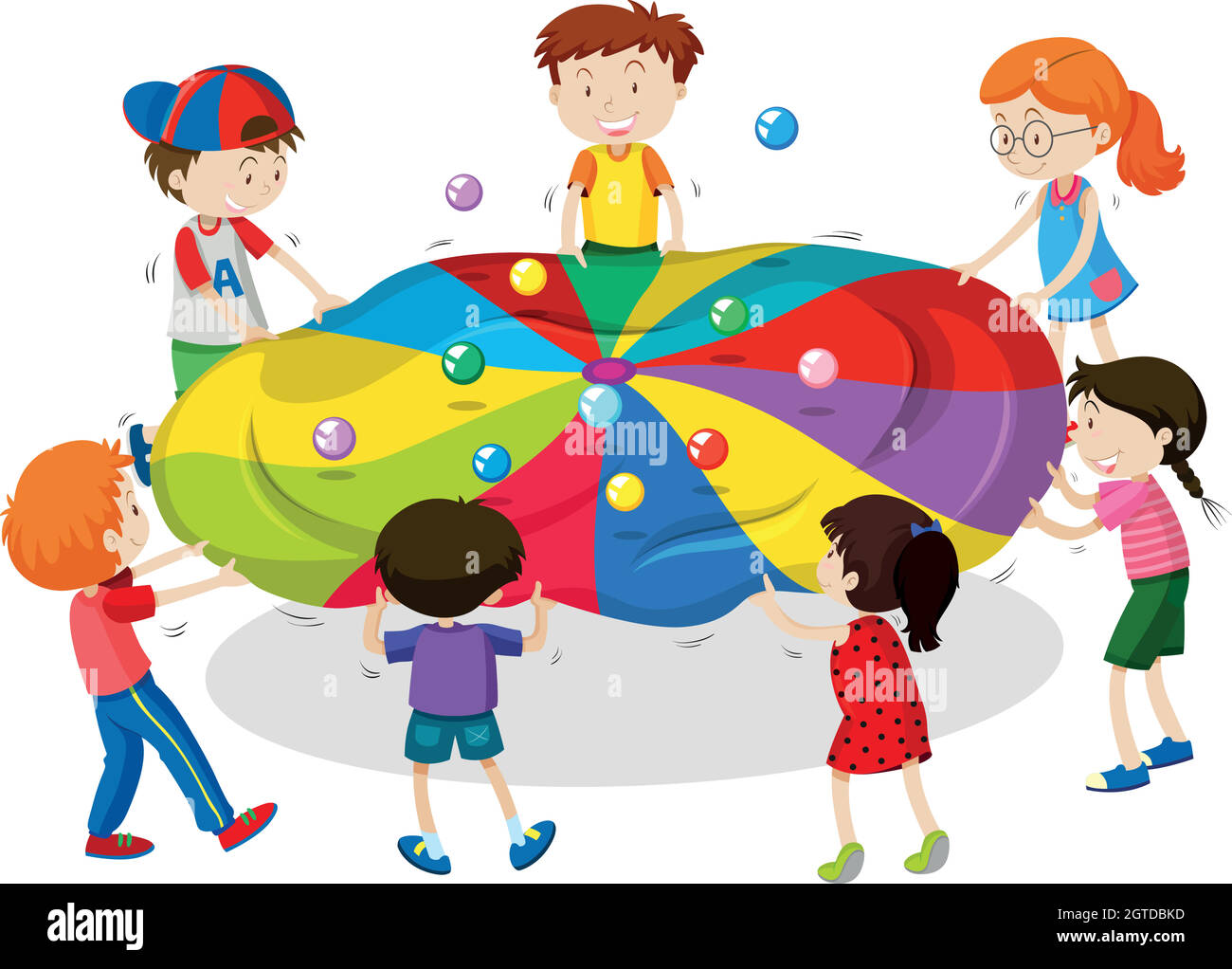 Kids playing game of balancing balls on sheet Stock Vector Image & Art