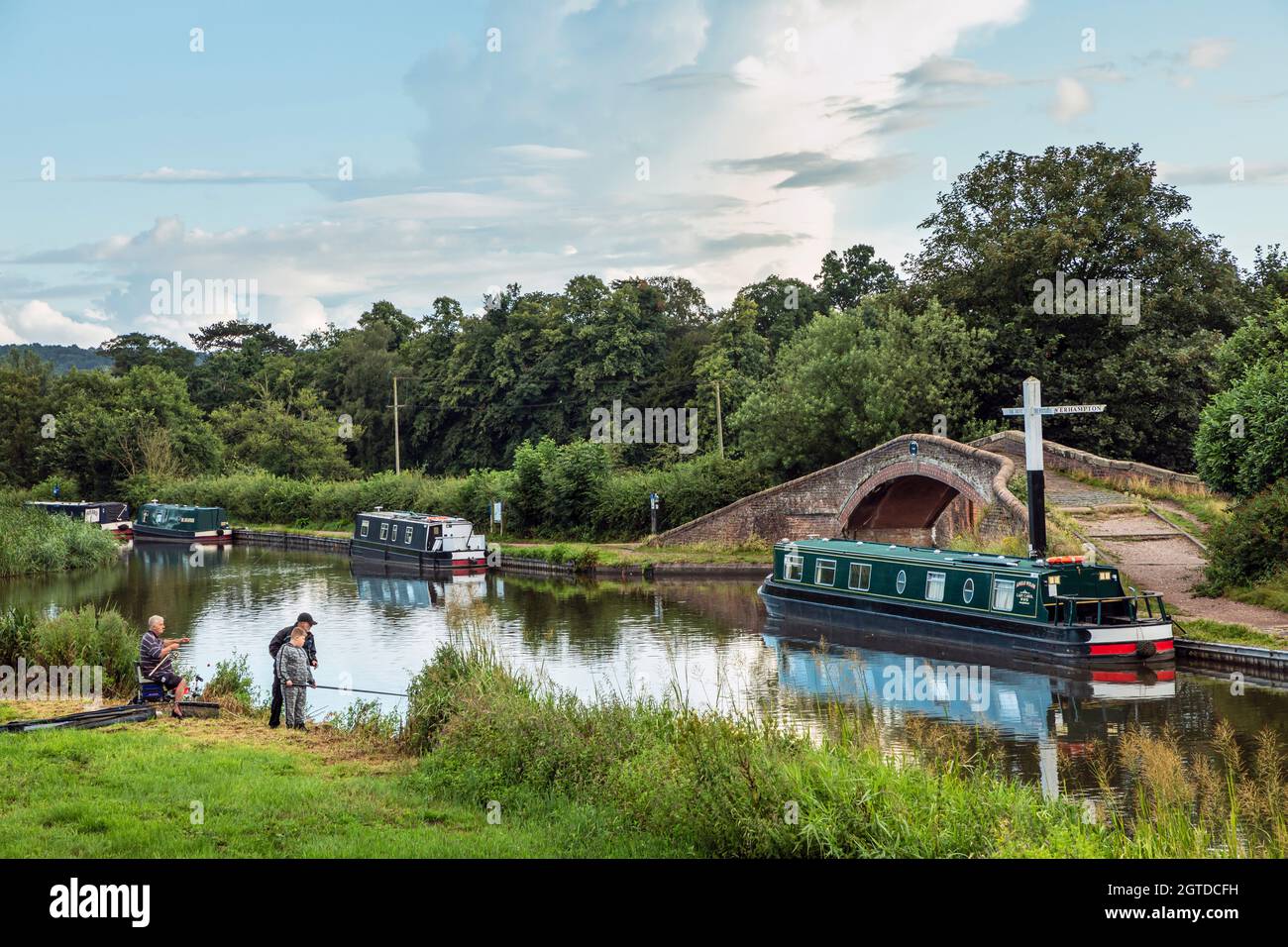 The Staffordshire and Worcestershire Canal joins the Trent and Mersey Canal here at Haywood Junction, Great Haywood, Staffordshire Stock Photo