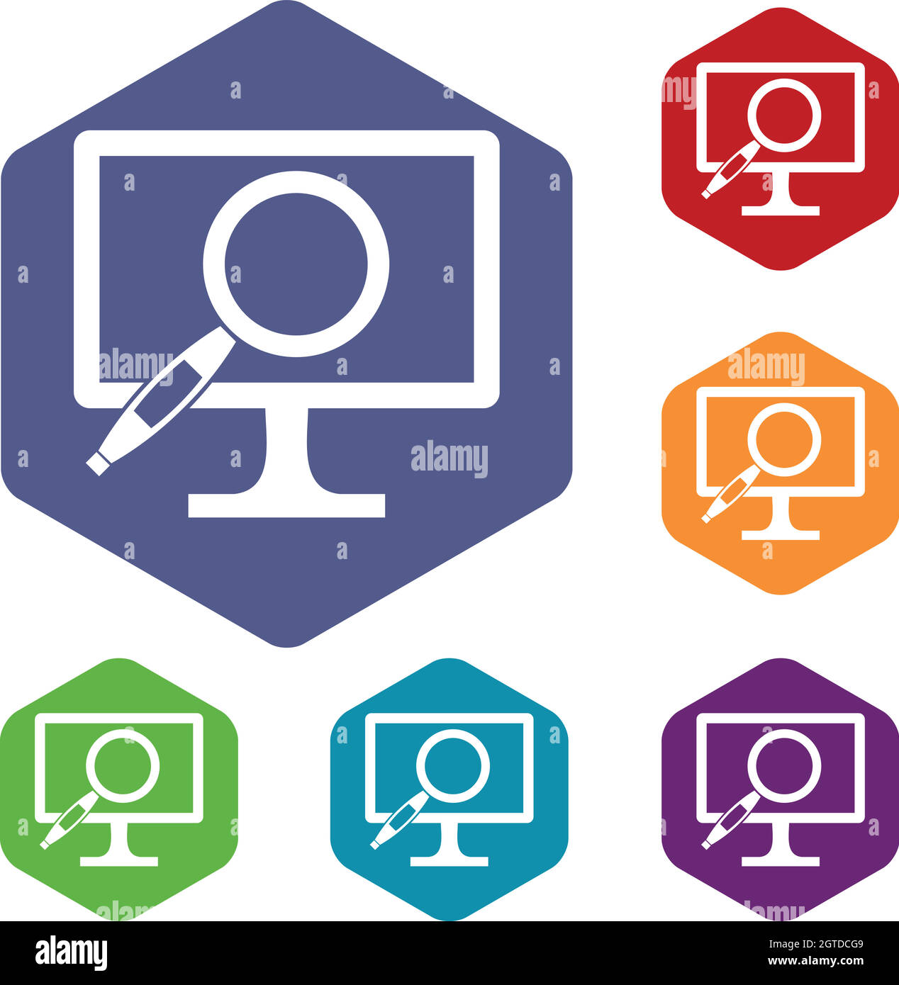Computer monitor magnifying glass icons set Stock Vector Image & Art