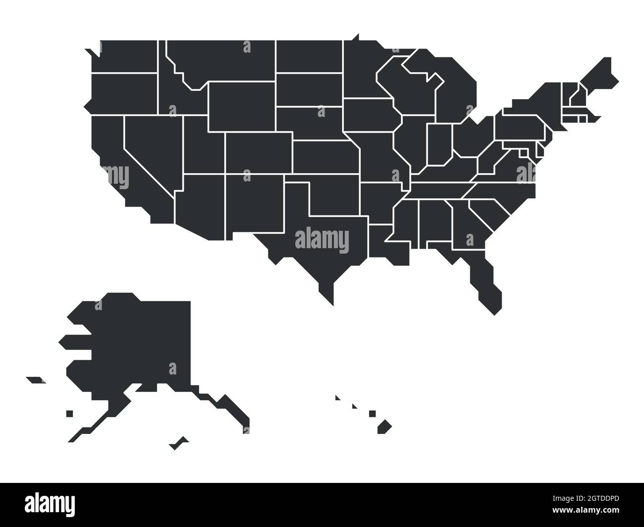 Usa Blank Map State Borders Hi Res Stock Photography And Images Alamy Grey Simplified Map Of Usa United States Of America Retro Style Geometrical Shapes Of States With Sharp Borders Simple Flat Blank Vector Map 2GTDDPD