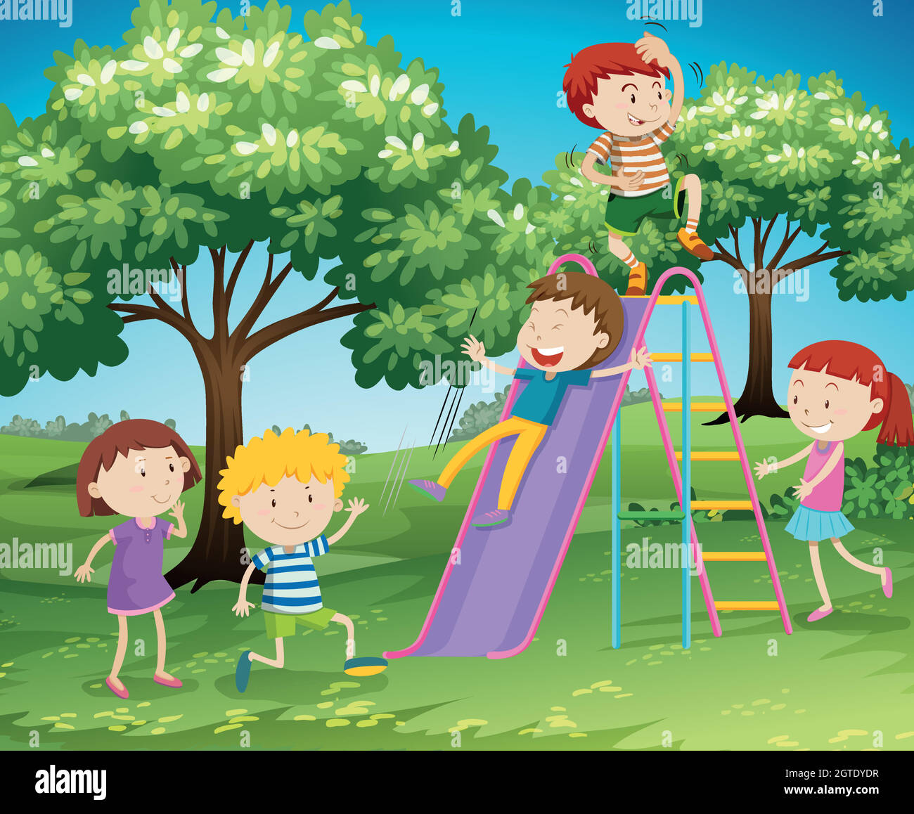 Children playing slide in the park Stock Vector Image & Art - Alamy