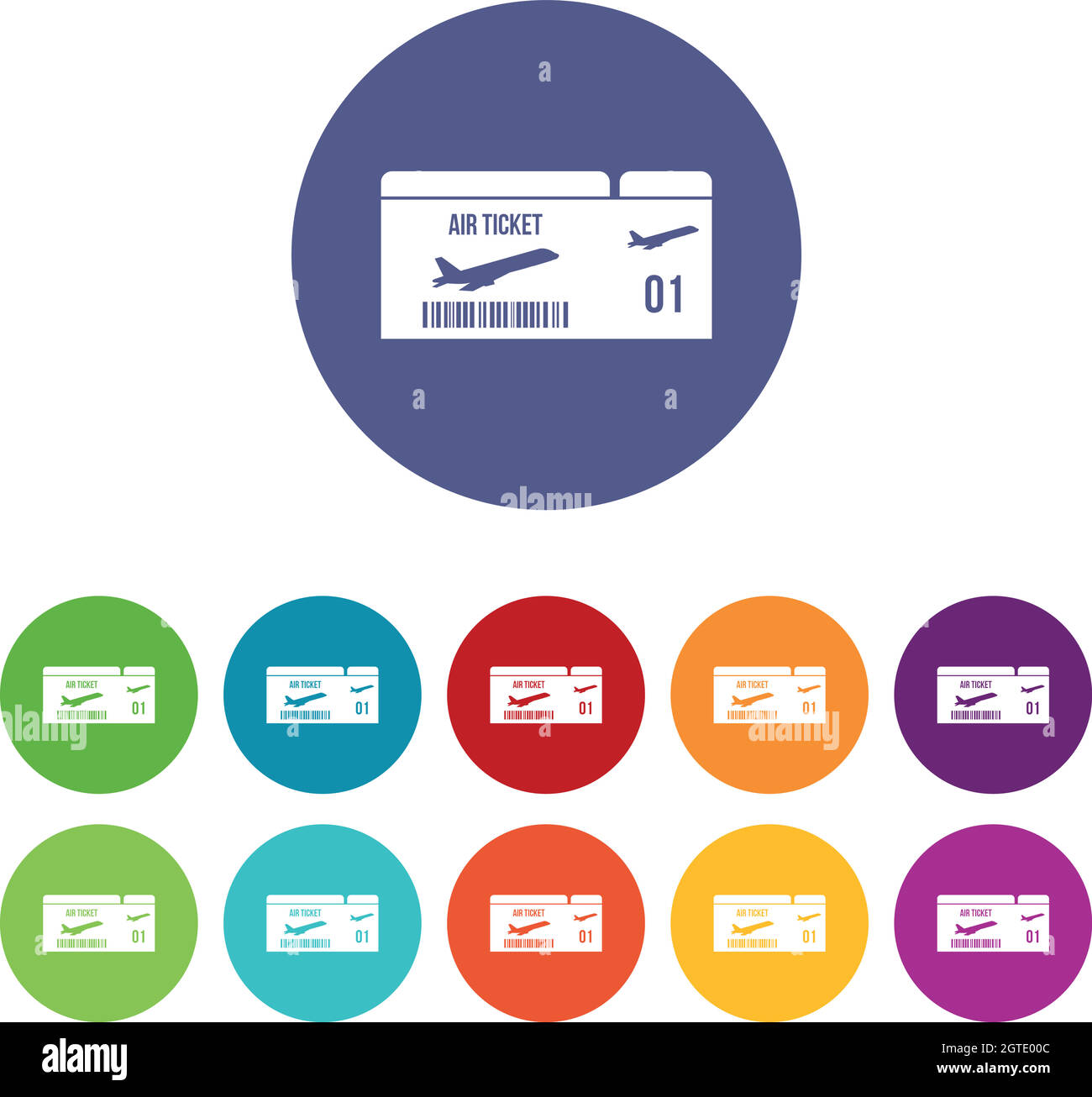 Airline boarding pass set icons Stock Vector