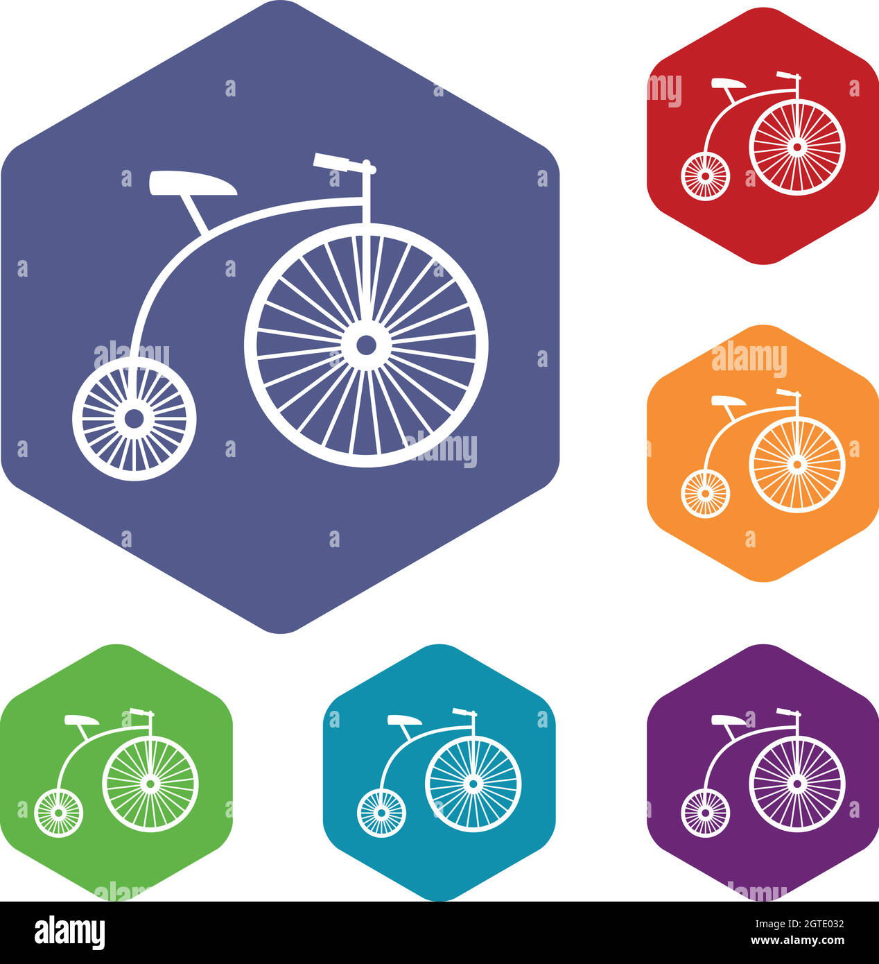 Penny-farthing icons set Stock Vector