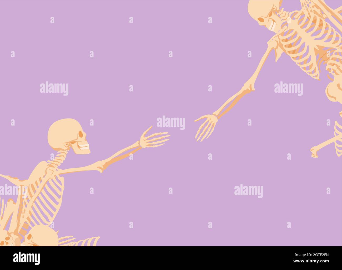 Skeletons extend helping hands to each other. Creative sculptural ...