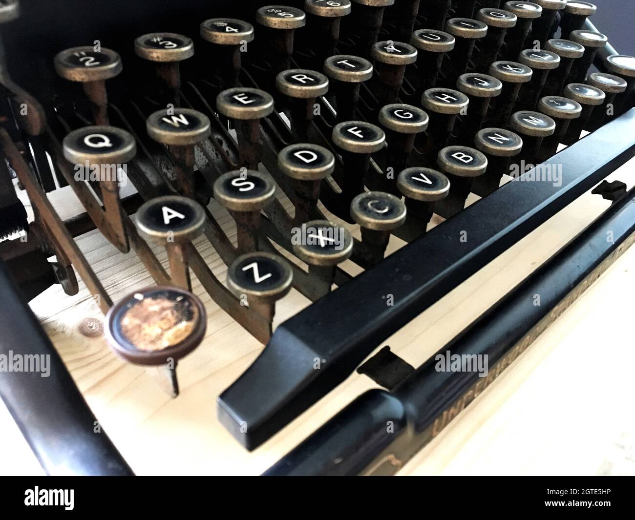 High Angle View Of Old Typewriter Stock Photo
