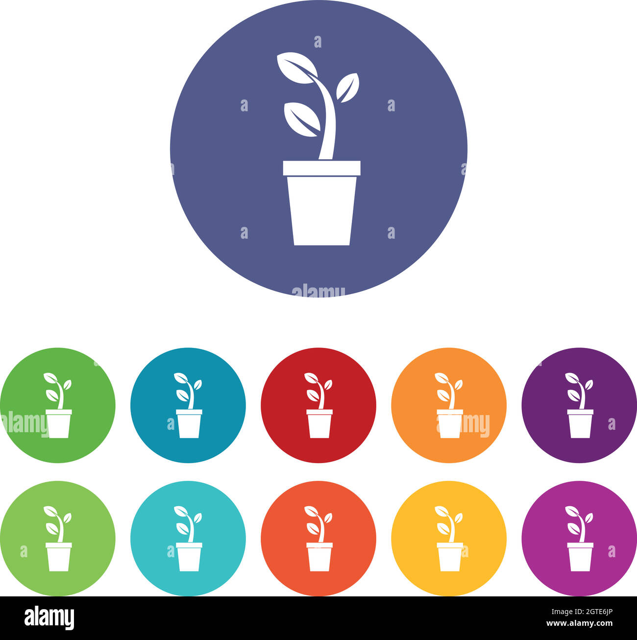 Sprout in pot set icons Stock Vector