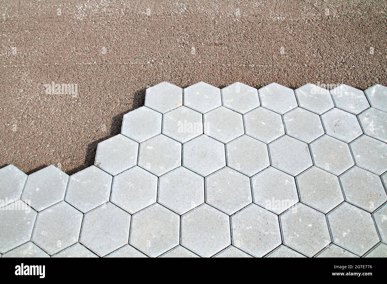 concrete blocks on gravel bed Stock Photo Alamy