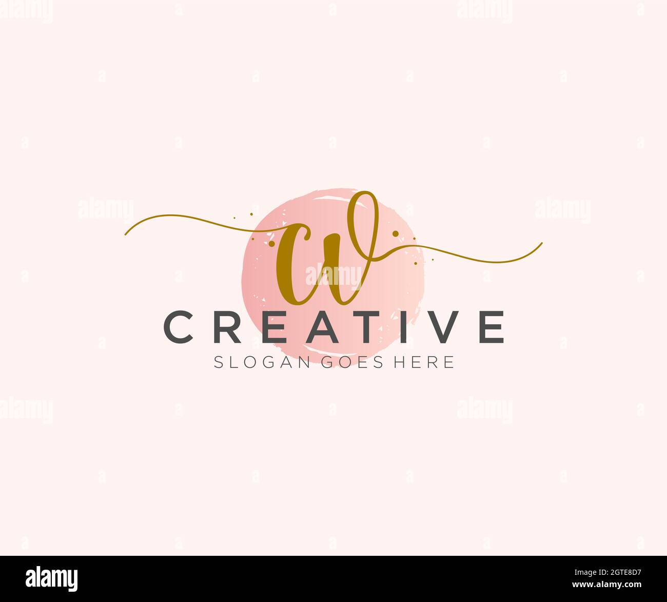 CV Feminine logo beauty monogram and elegant logo design, handwriting logo of initial signature, wedding, fashion, floral and botanical with creative Stock Vector