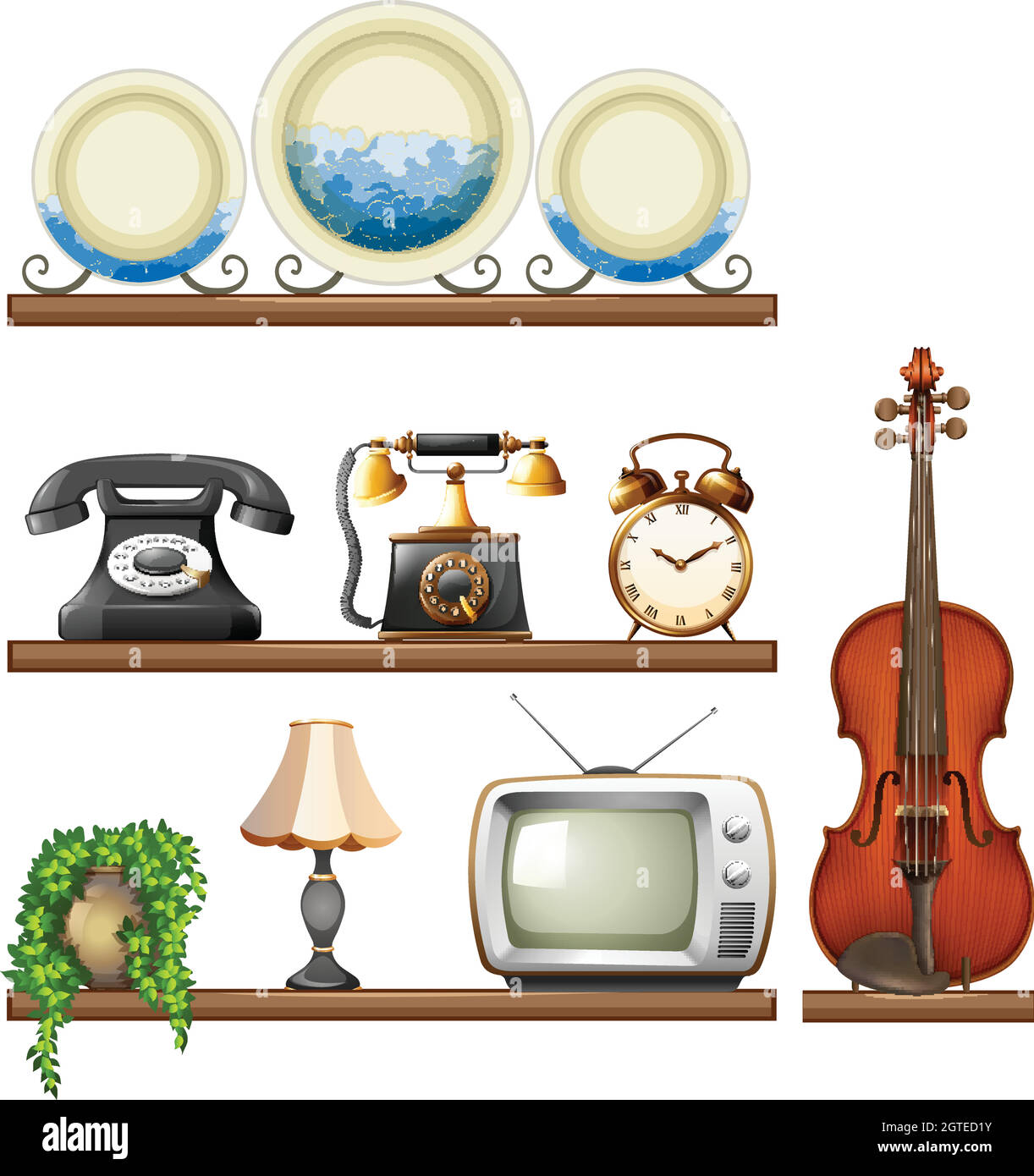 Vintage collection with entertainment devices Stock Vector