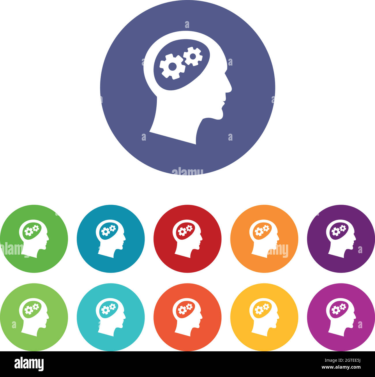 Gear in head set icons Stock Vector
