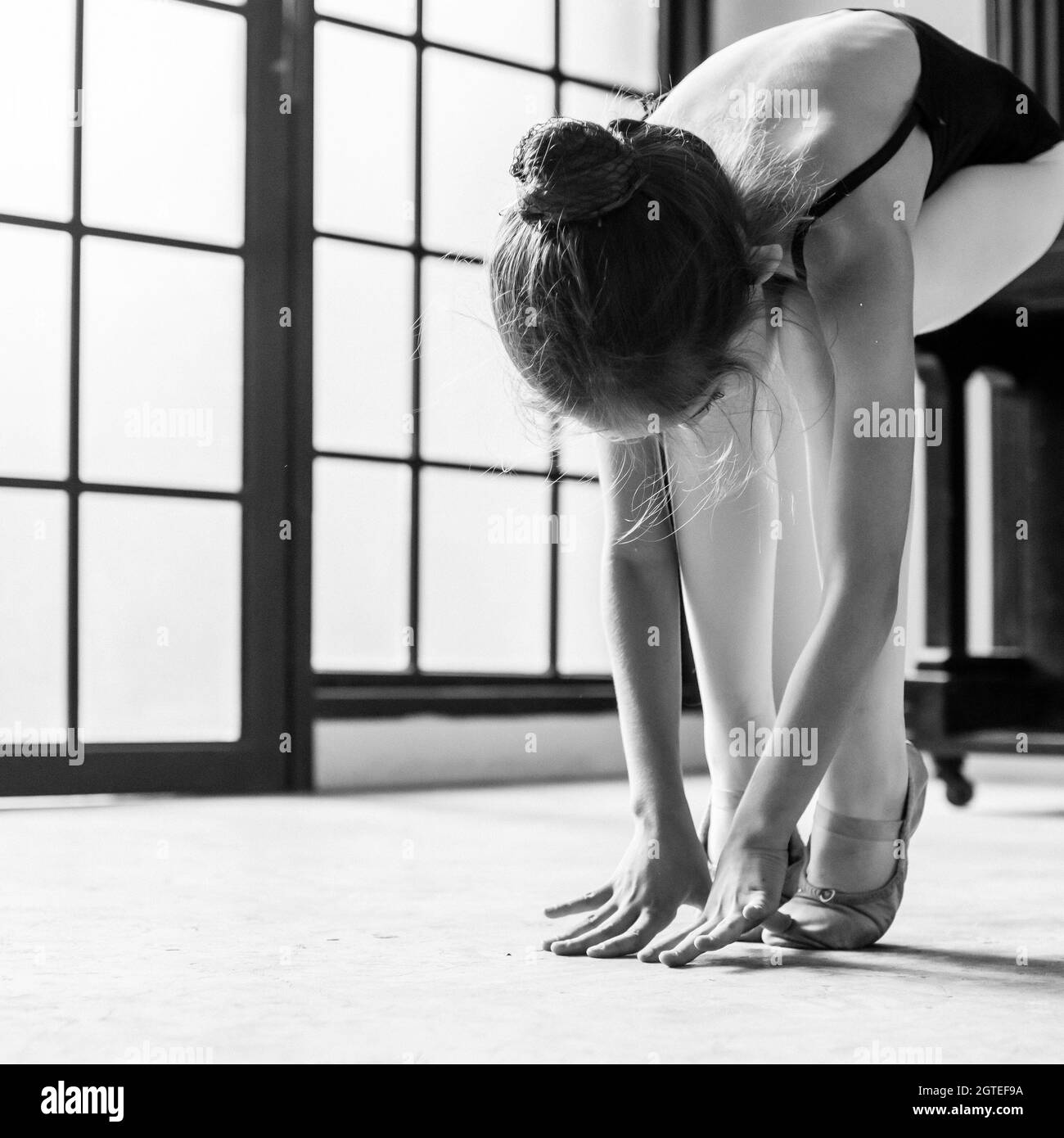 Girl Practicing In Ballet Studio Stock Photo Alamy