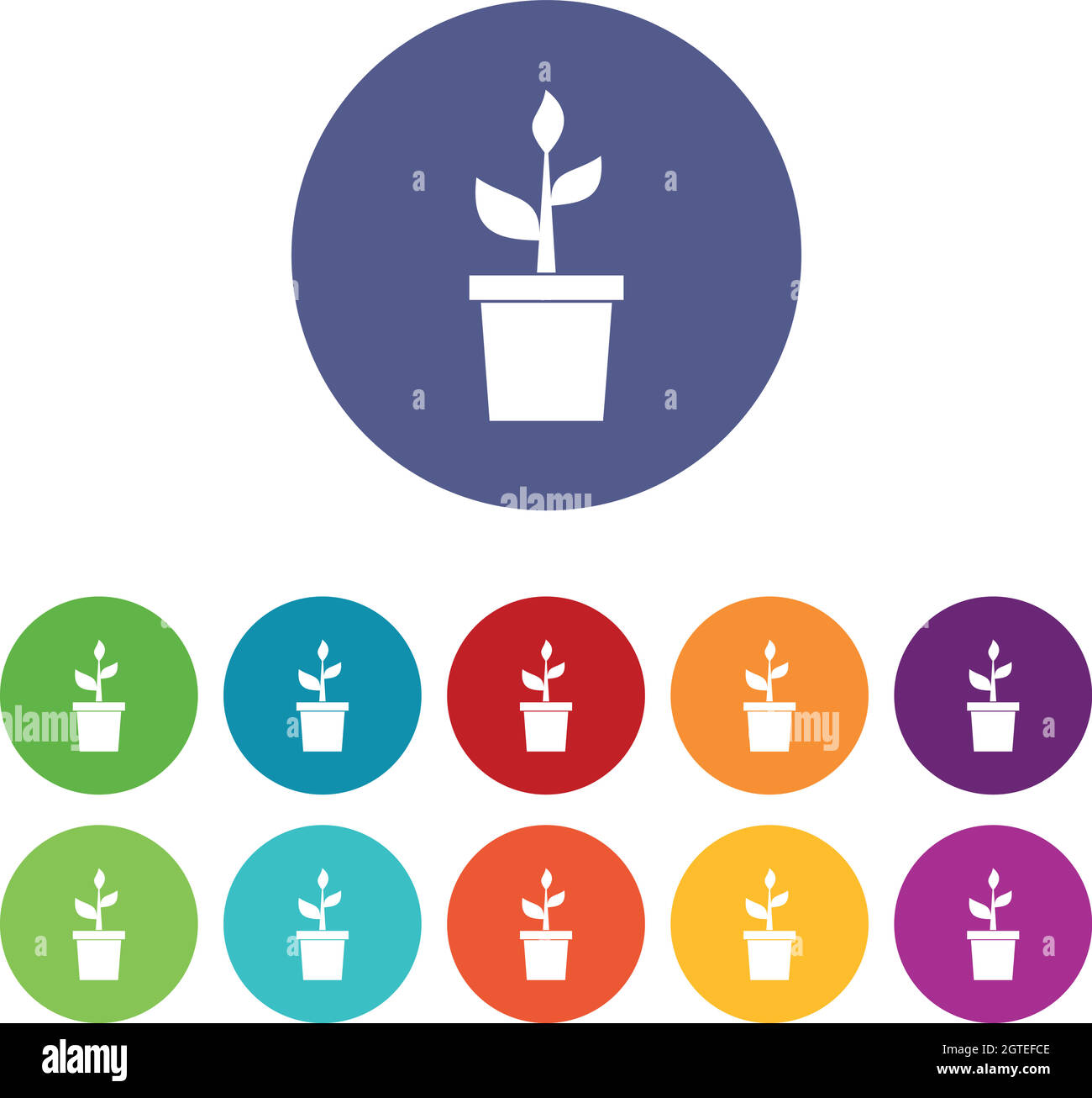 Plant in clay pot set icons Stock Vector