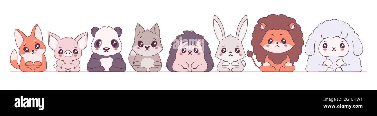 Cute anime animals. Cheerful kawaii lion cub and sheep adorable hedgehog Stock Vector Image & Art - Alamy Cute anime animals. Cheerful kawaii lion cub and sheep adorable hedgehog Stock Vector Image & Art - Alamy