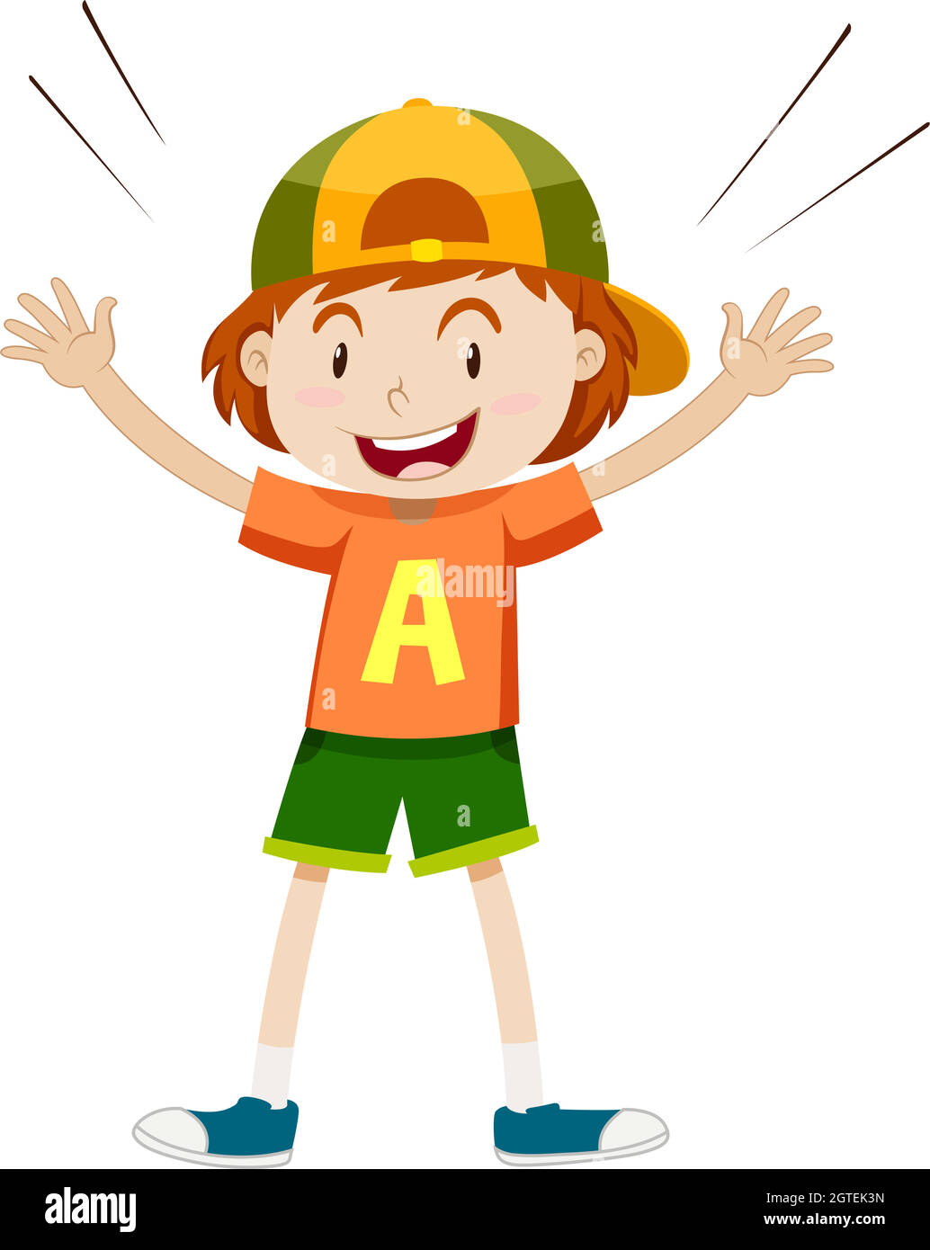 Boy in orange shirt wearing cap Stock Vector Image & Art - Alamy