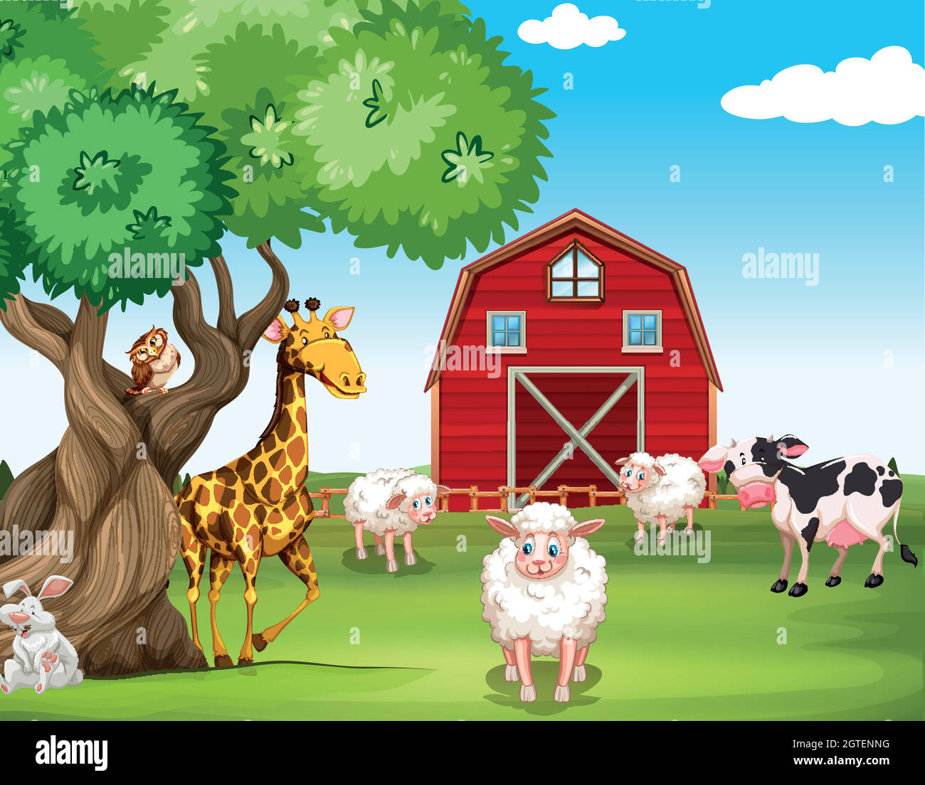 Farm animals and wild animals Stock Vector