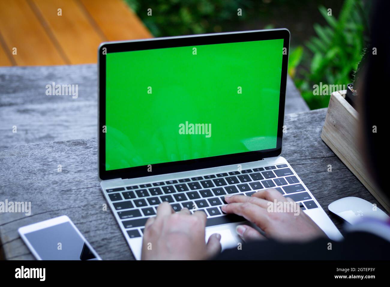 Green Computer Screen Background To Put Advertising Text Selling