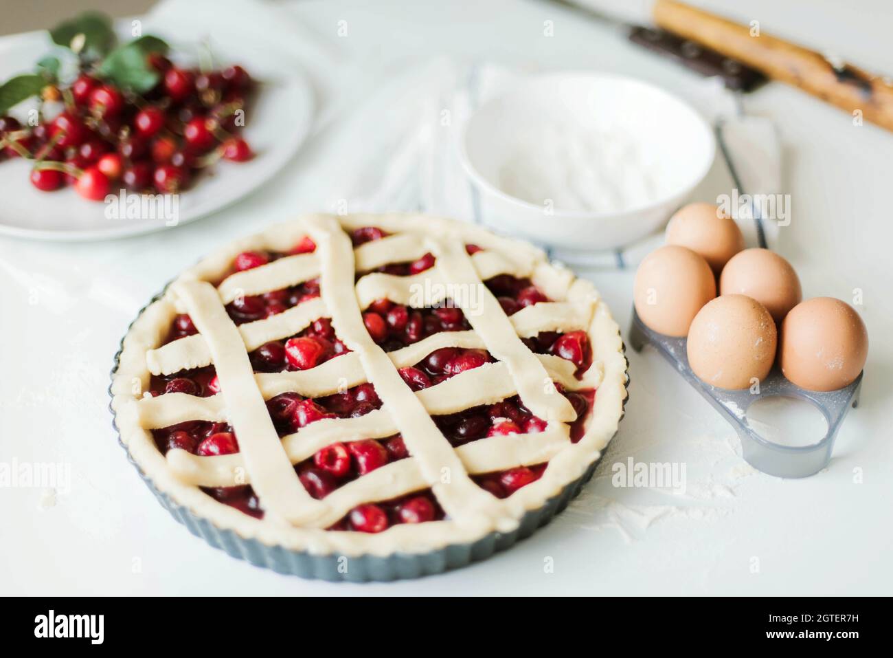 Milk, Flour, Butter And Eggs. The Basic Ingredients For Baking Stock