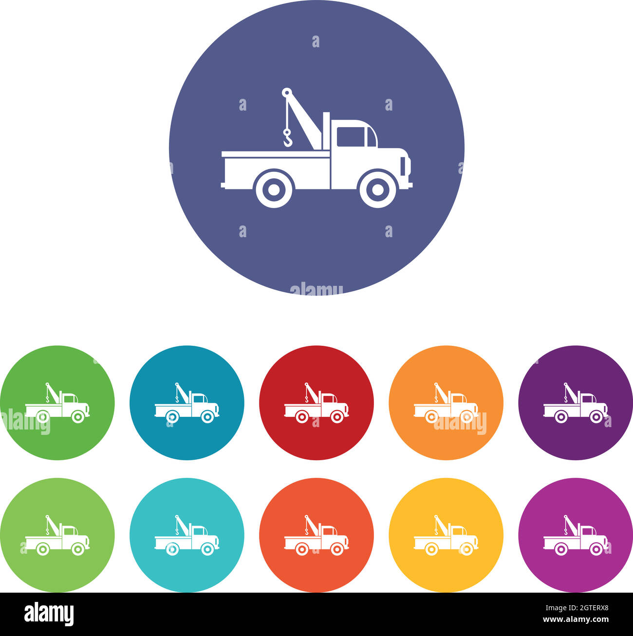 Car towing truck set icons Stock Vector