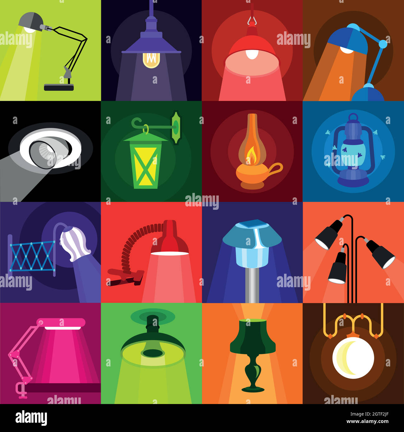 Lamp glow icons set, flat style Stock Vector Image & Art - Alamy