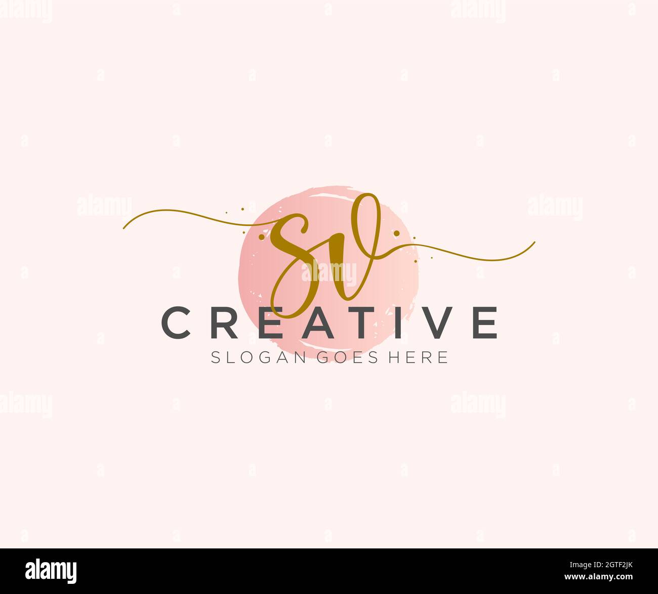 SV Feminine logo beauty monogram and elegant logo design, handwriting logo of initial signature, wedding, fashion, floral and botanical with creative Stock Vector