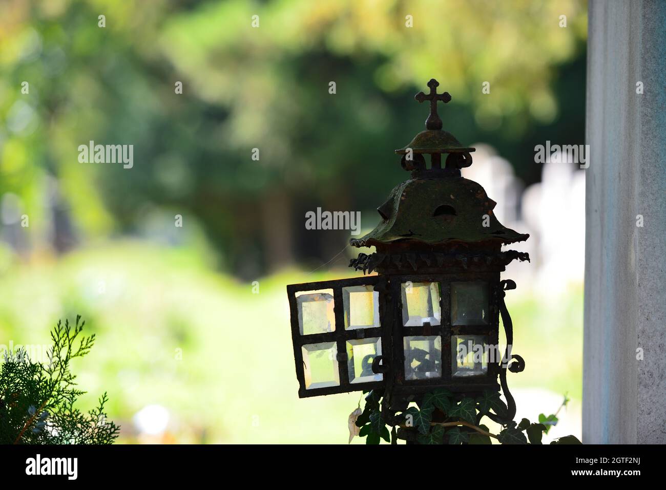 Vienna, Austria. Vienna Central Cemetery . Old rusted grave lanterns Stock Photo