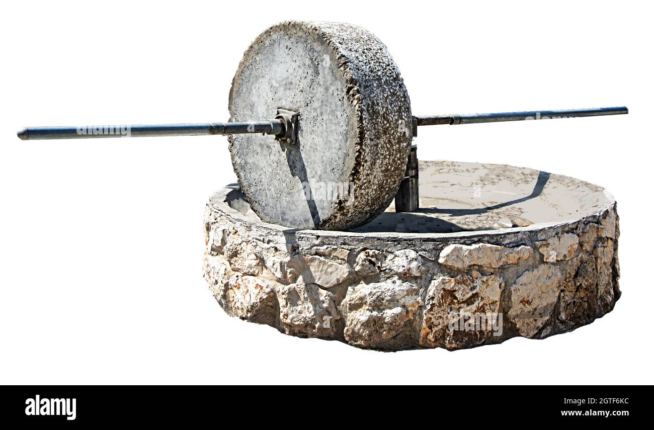 Stone vine press isolated on white background Stock Photo Alamy