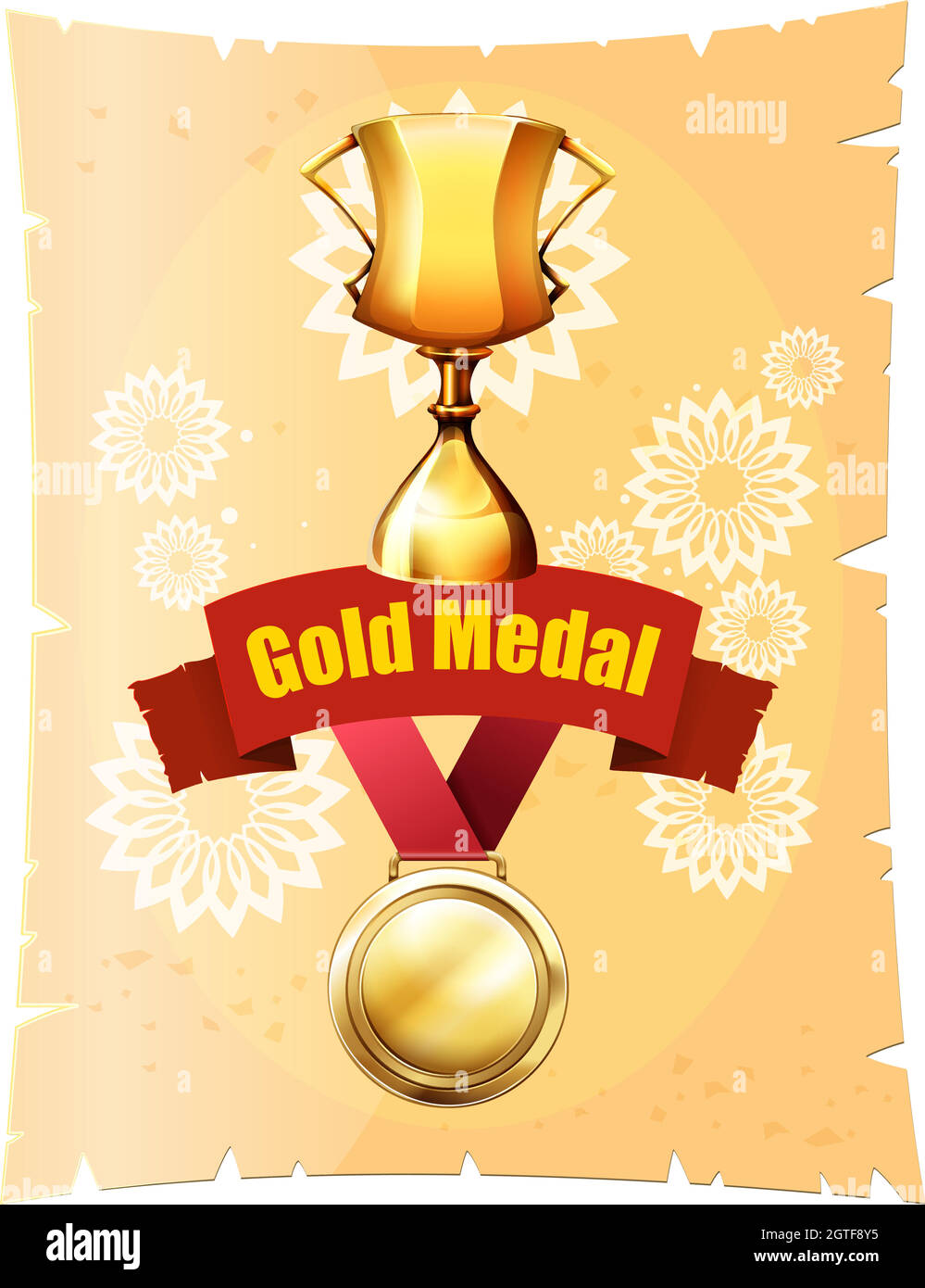 Gold medal and trophy on poster Stock Vector Image & Art Alamy