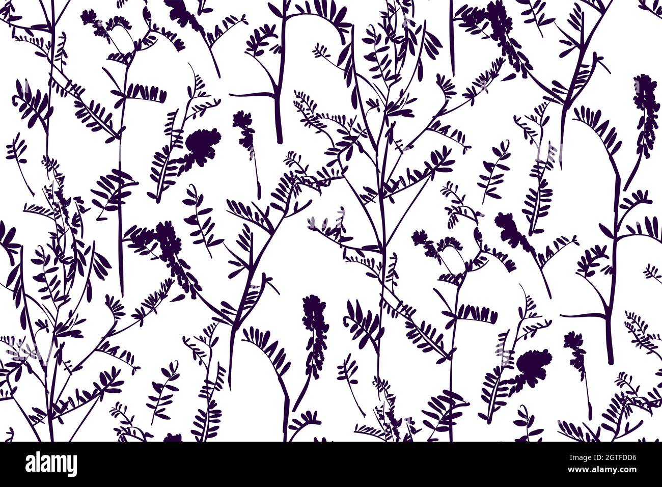 Floral seamless background pattern hand drawn. Wild flowers and leaves ...